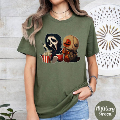 "Mini Halloween Popcorn" T-shirt - Cute Unisex Holiday Tee, Spooky Season Apparel