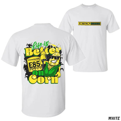 1320 Video "Corn Fuel" T-Shirt - Fun E85 Ethanol Graphic Tee, Street Racing Apparel