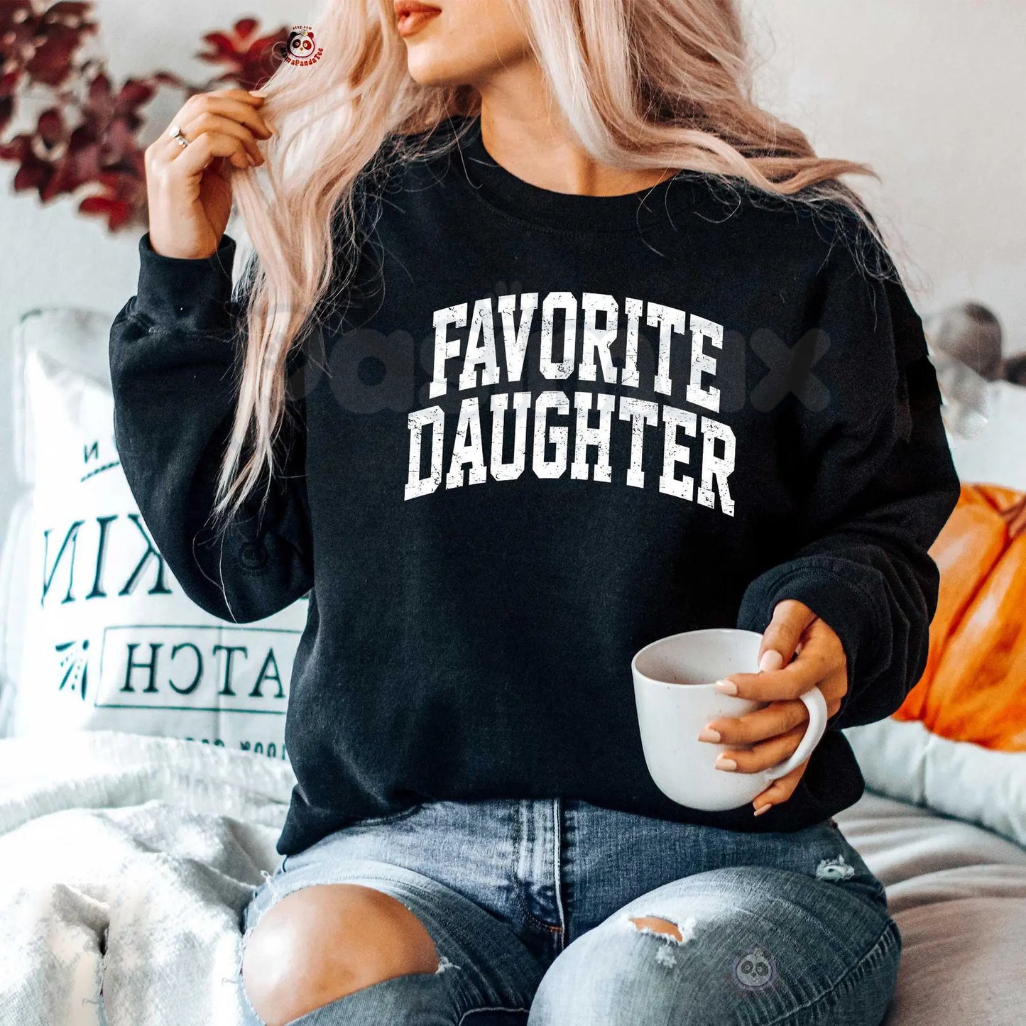 Favorite Daughter Sweatshirt | Funny Sibling Rivalry Crewneck | Collegiate Style Daughter Jumper | Best Daughter Ever Gift | Varsity Graphic Sweatshirt