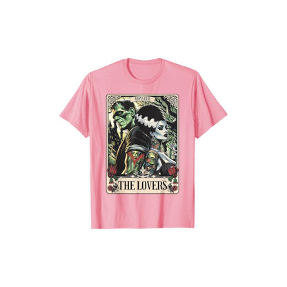 Frankenstein & Bride The Lovers Tarot T-Shirt - Gothic Horror Tee, Occult Fan Apparel