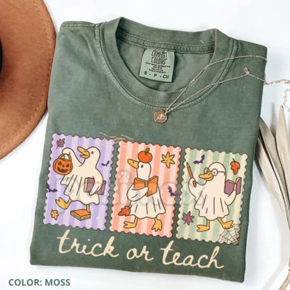 Comfort Colors® Vintage Teacher Goose Halloween Shirt – Funny Retro Spooky Season Tee, Chaotic Educator Gift