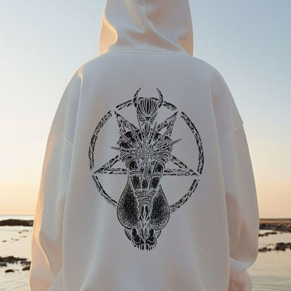 Goat Skull Pentagram Occult Hoodie – Gothic & Pagan Apparel, Mystical Pullover, Witchy Gift