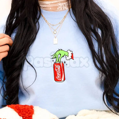 Embroidered Christmas Drink Sweatshirt – Festive Holiday Beverage Crewneck