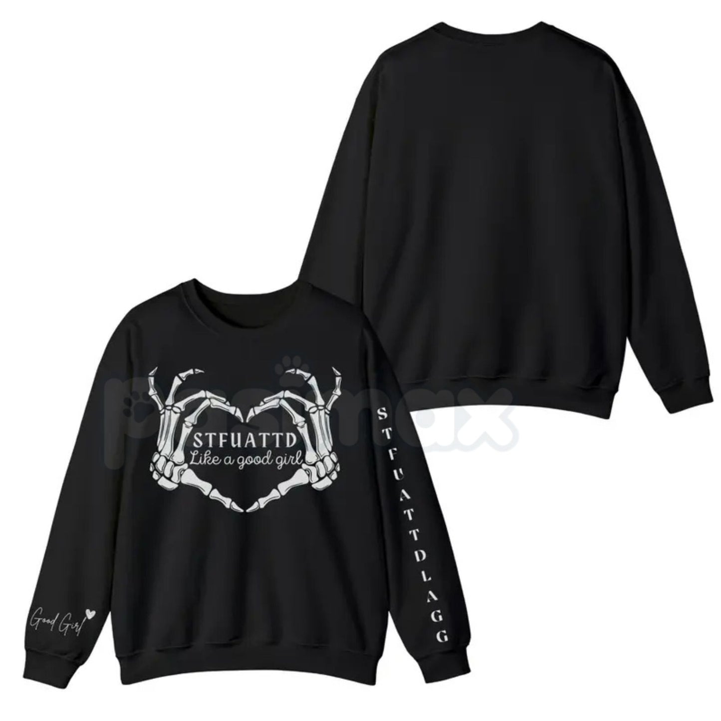 STFUATTDLAGG Gothic Sweatshirt | Dark Romance Trope Jumper | Like A Good Girl Bookish Aesthetic Crewneck | Smutty Book Club Apparel