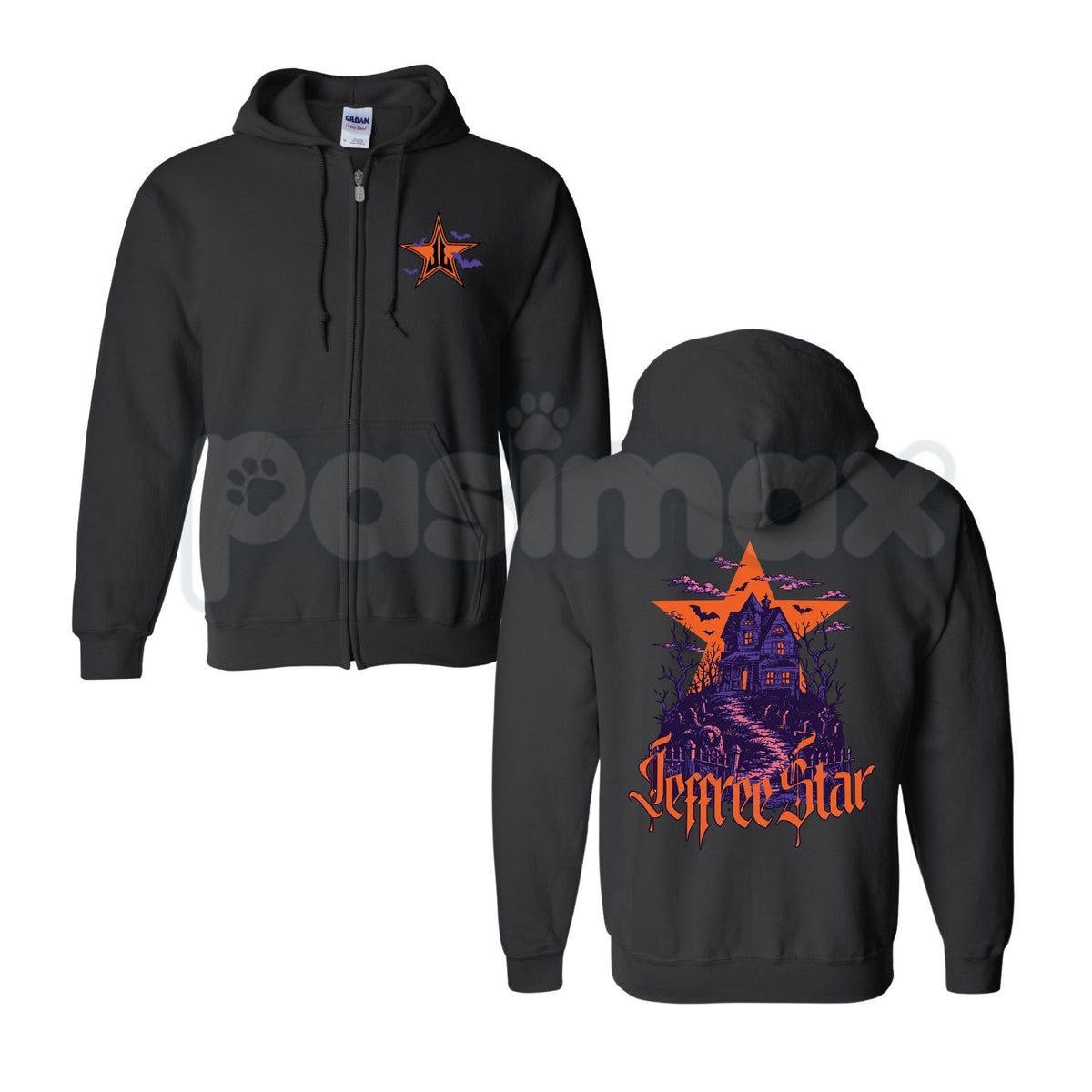 Haunted Manor Zip-Up Hoodie – Spooky Gothic Graphic Sweatshirt, Halloween Dark Cottagecore Outerwear for Men & Women