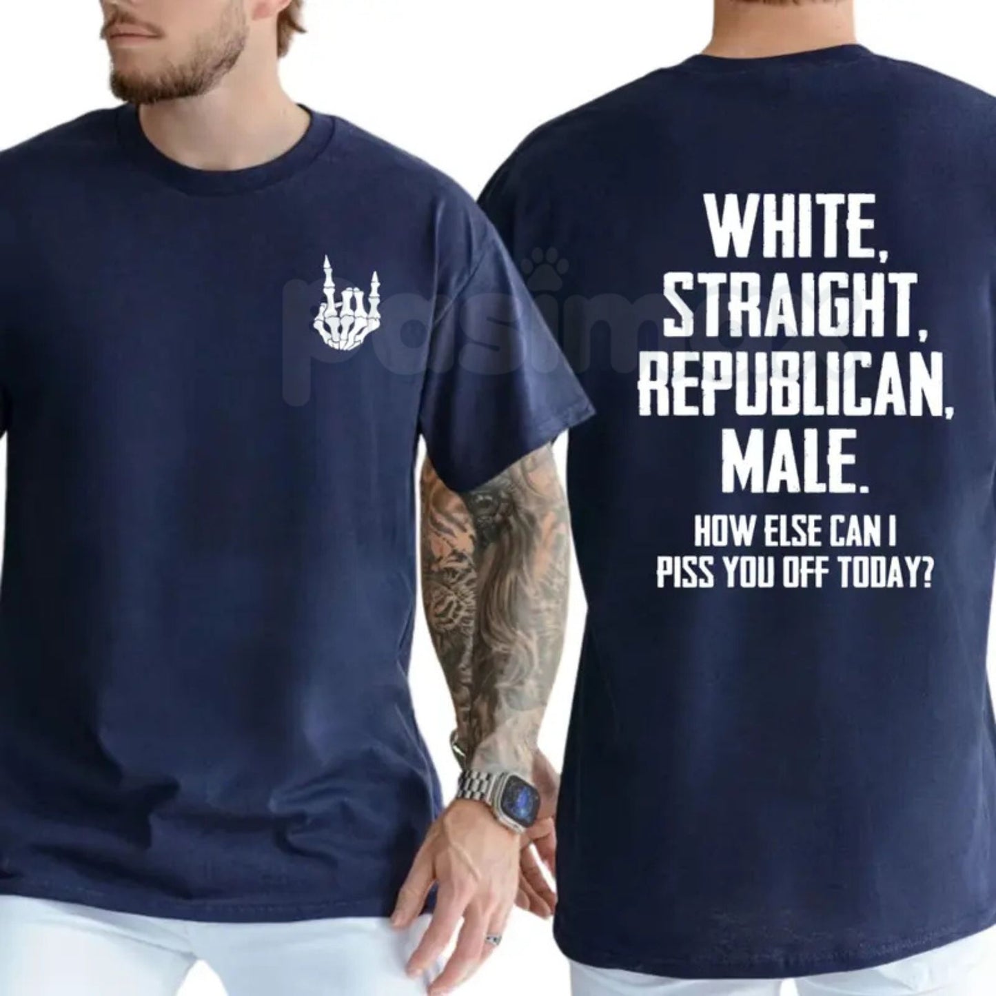 "White Straight Republican Male" T-Shirt – Bold Identity Graphic Tee, Premium 100% Cotton Conservative Menswear, Soft Lived-In Heavyweight Statement Shirt, Made in USA