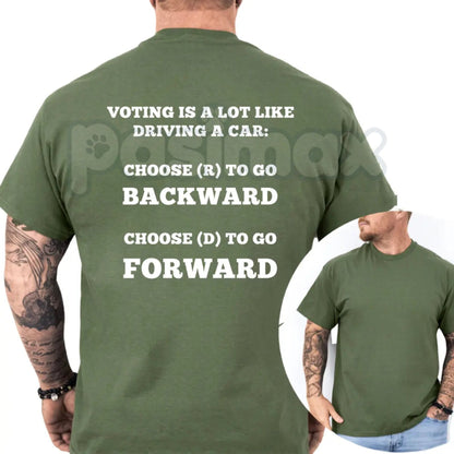 "Voting Is Like Driving" Democrat T-Shirt – Funny Sarcastic Election Progress Graphic Tee