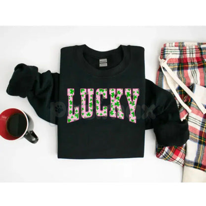Lucky Clover Sweatshirt | Green Shamrock Design | St Patrick's Day Aesthetic Crewneck | Minimalist Lucky Shirt for Women | Retro Irish Shamrock Graphic Jumper | Shamrock Pullover