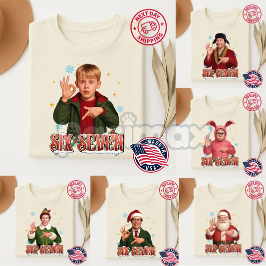 "6 7 Merry Christmas" 90s Movies T-Shirt - Funny Retro Holiday Graphic Tee, Cult Classic Christmas Comedy Shirt, Unisex Nostalgia Apparel-Pasimax