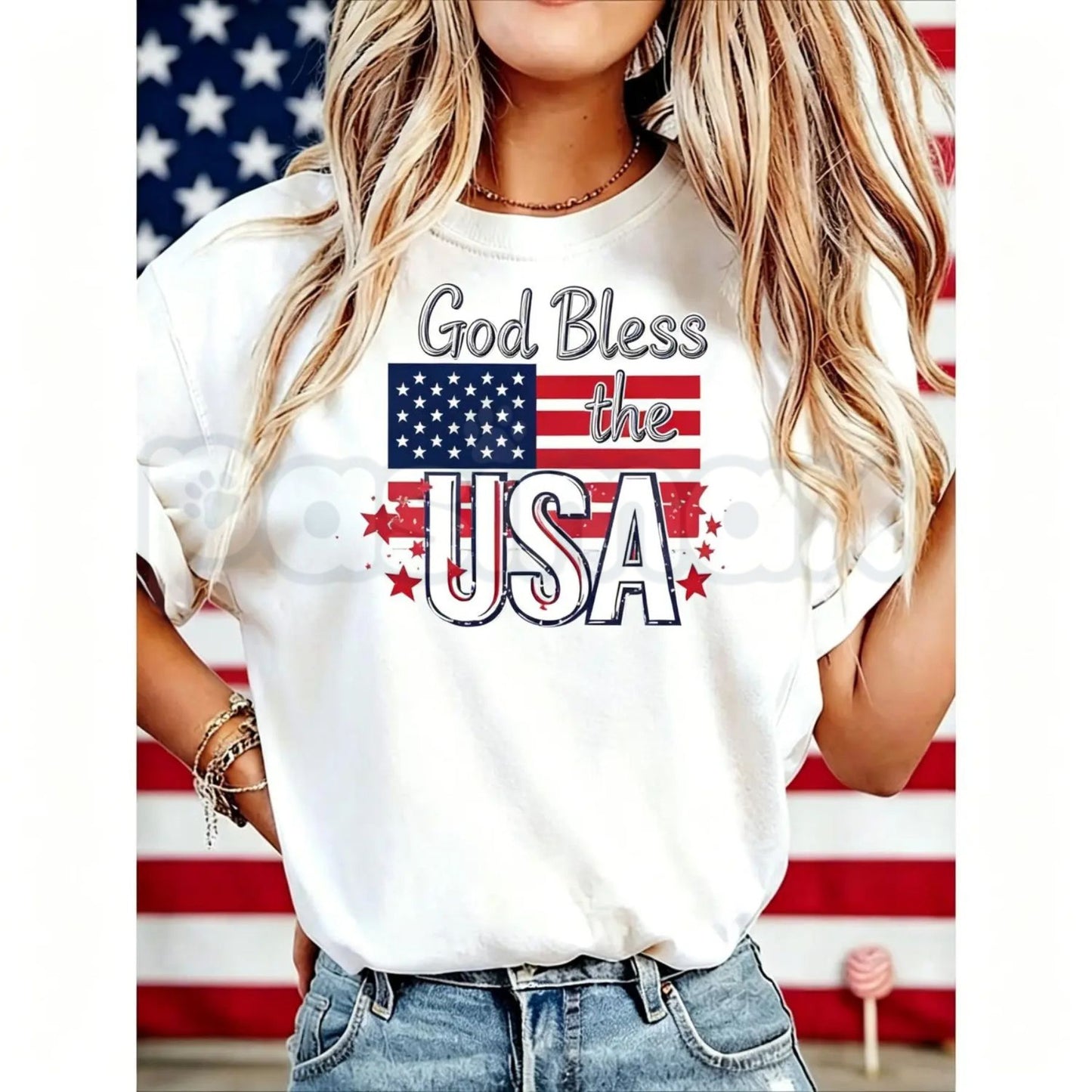 Women's "God Bless America" T-Shirt – USA 250th Anniversary Commemorative Tee, Remastered Heavy Cotton Semiquincentennial Top, Soft Lived-In Patriotic Heritage Shirt, Made in USA
