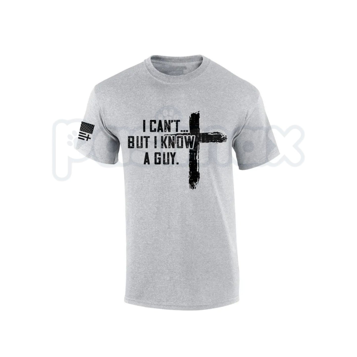 "I Can't But I Know A Guy" Men's Christian T-Shirt – Funny Jesus Cross Graphic Tee, Premium 100% Cotton Faith-Based Humor Top, Soft Lived-In Heavyweight Religious Statement Shirt, Made in USA