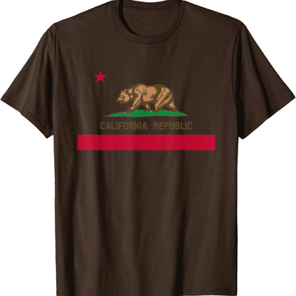 California Republic Flag T-Shirt - Patriotic State Travel USA Gift Tee, California Bear Apparel