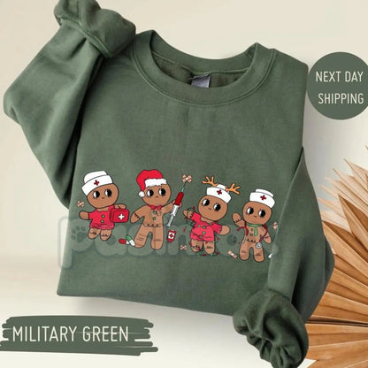 Gingerbread Christmas Nurse Sweatshirt | Cute Holiday Medical Crewneck | RN LPN Gingerbread Man Jumper | Festive Xmas Gift