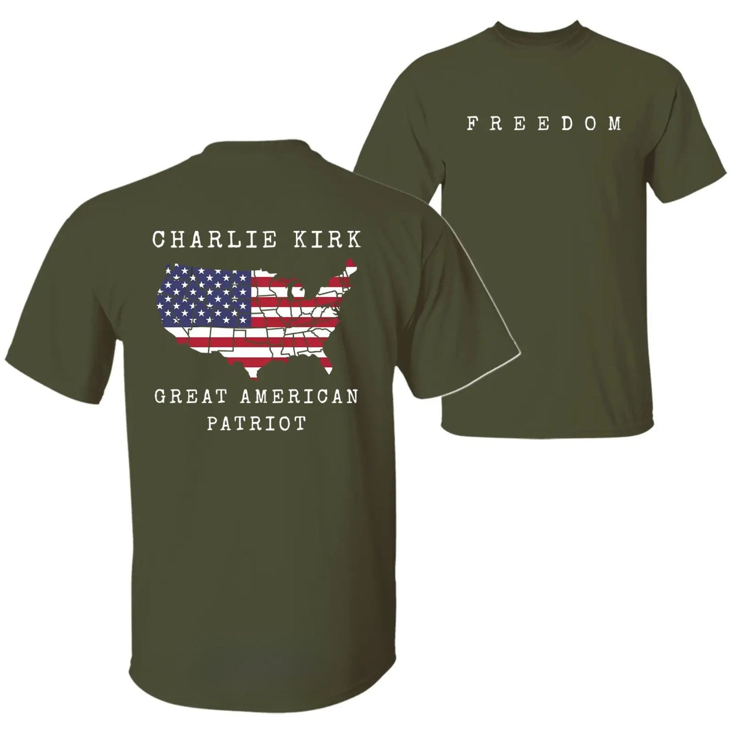 Charlie Kirk "Freedom & True Patriot" T-Shirt - American Statement Tee, Political Fan Apparel