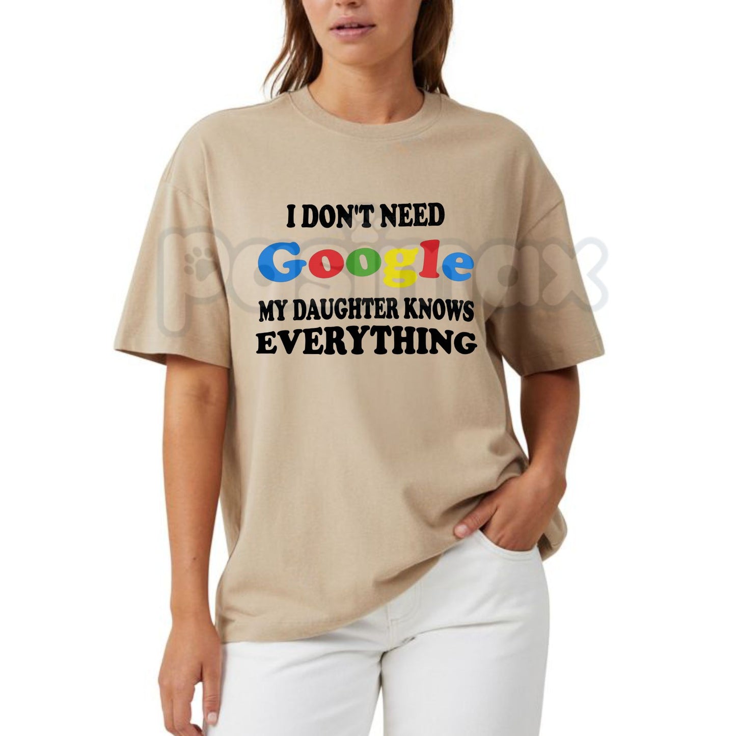 "I Don't Need Google My Daughter Knows Everything" T-Shirt – Funny Parent Sarcastic Graphic Tee, Premium 100% Cotton Girl Dad Top, Soft Lived-In Heavyweight Fatherhood Shirt, Made in USA