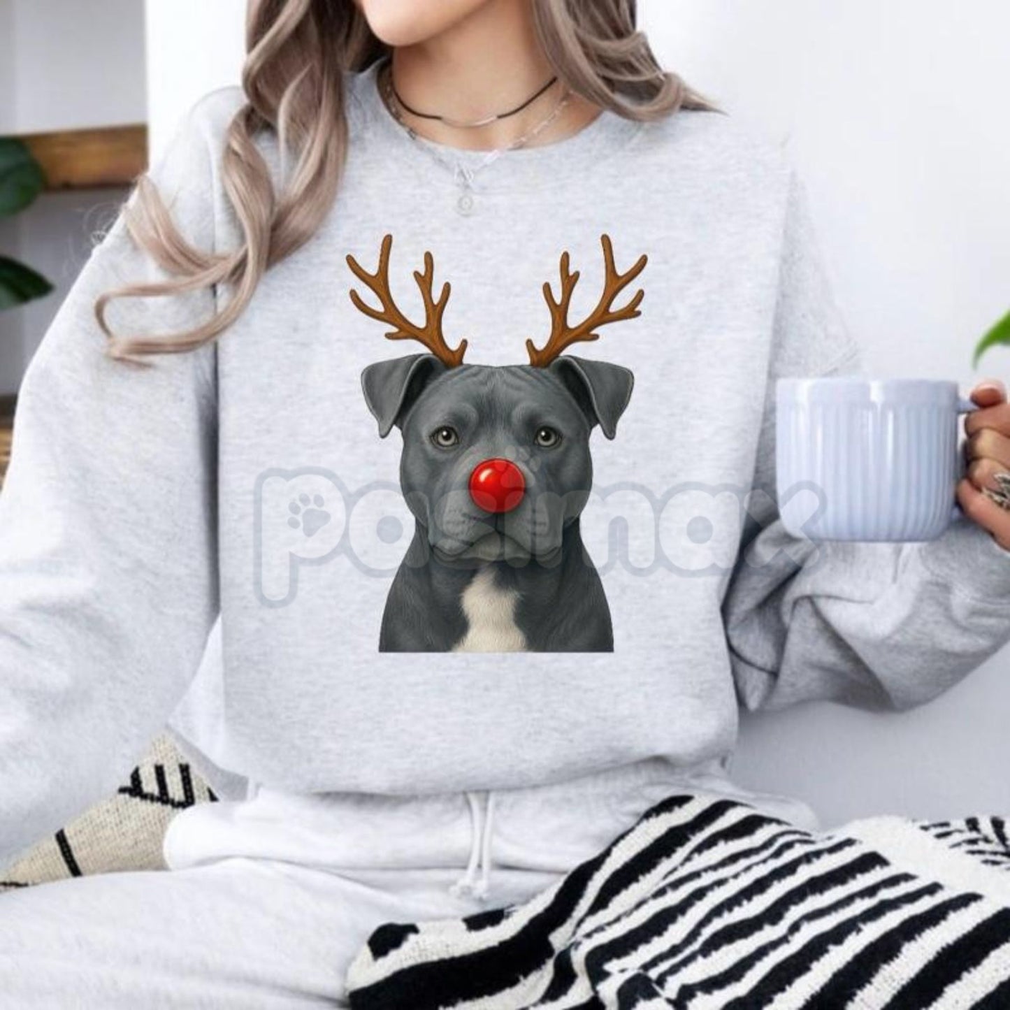 Christmas Reindeer Dog Sweatshirt – Festive Pet Graphic Holiday Apparel