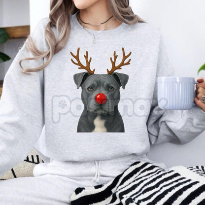 Christmas Reindeer Dog Sweatshirt – Festive Pet Graphic Holiday Apparel