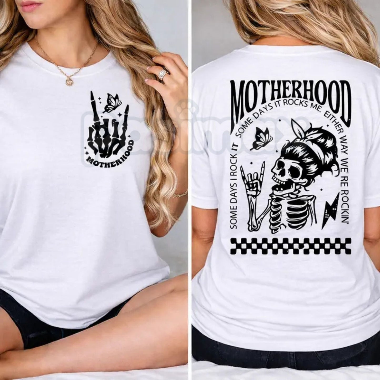 "Motherhood: Sometimes I Rock It, Sometimes It Rocks Me" T-Shirt – Funny Relatable Mom Graphic Tee, Premium 100% Cotton Motherhood Life Top, Soft Lived-In Heavyweight Sarcastic Mama Shirt, Made in USA
