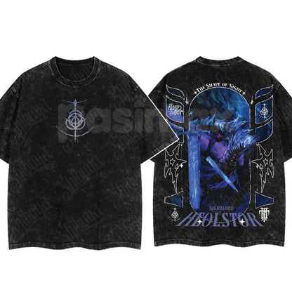 Elden Ring Limited Edition Double-Printed T-Shirt – Oversized Acid Washed Graphic Tee, Lightweight Cotton Anime Streetwear