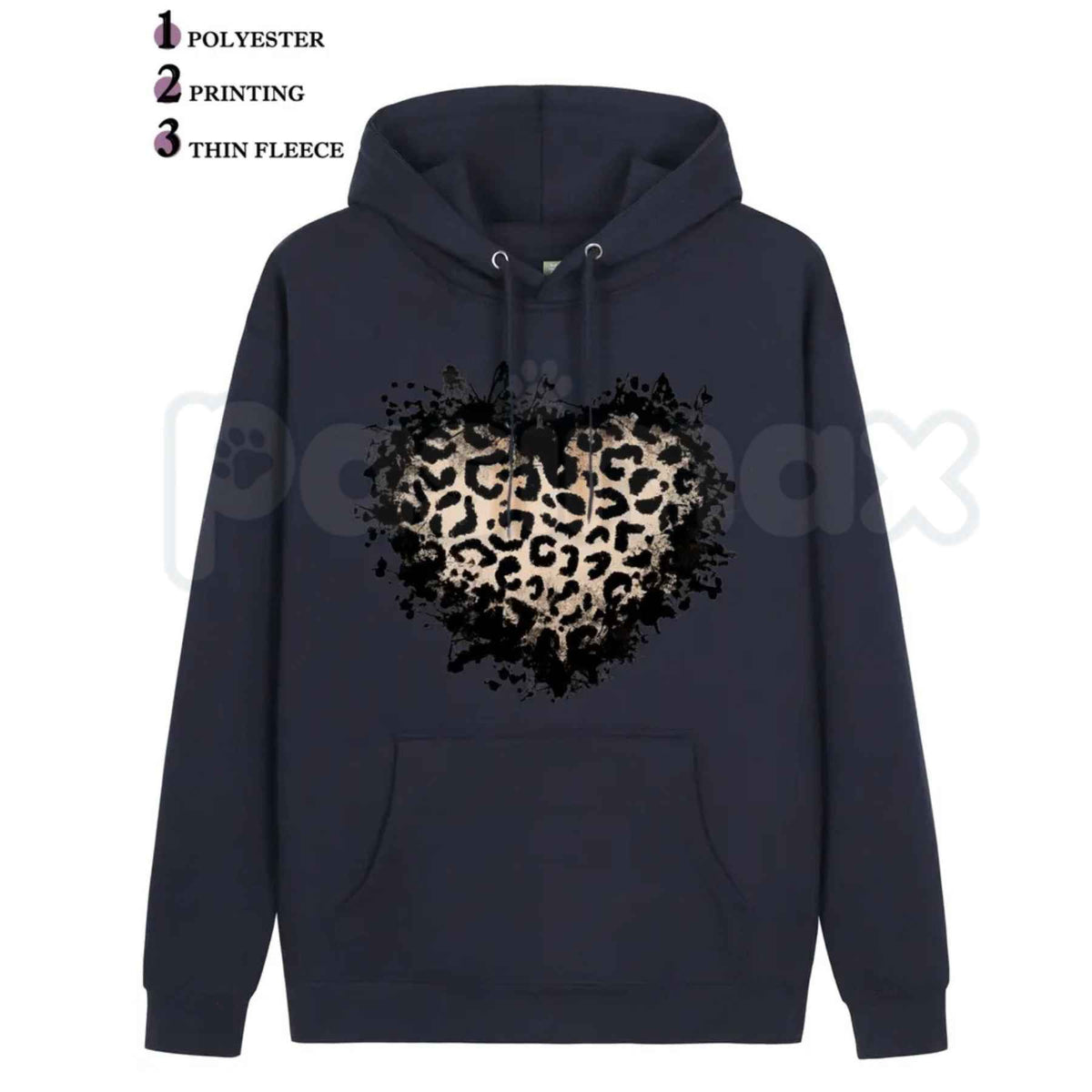 Women's Vintage Distressed Leopard Print Heart Pullover Hoodie – Trendy Retro Cheetah Graphic Sweatshirt, Y2K Alt Aesthetic Hoodie