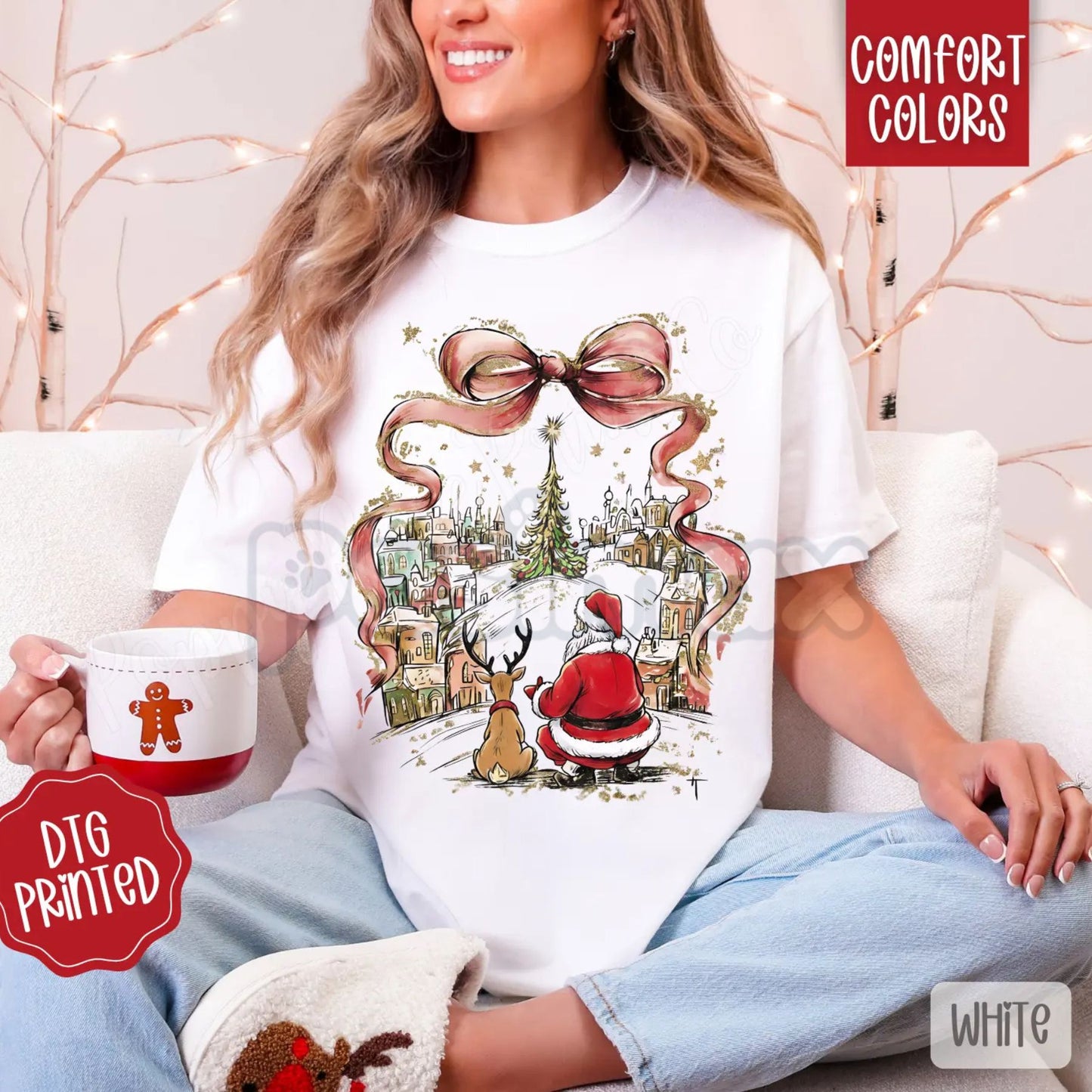 'All I Want For Christmas Is Coquette' Comfort Colors® T-Shirt – Trendy Bow Aesthetic Holiday Tee, Christmas Town Vibes