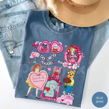Comfort Colors® "Be Mine" Book Club Valentine T-Shirt – Retro Library Stack & Bow Tee, Aesthetic Kindergarten Teacher Shirt, Trendy XOXO Bookish Top