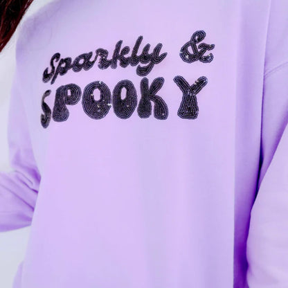 Sequin Skeleton Halloween Sweatshirt for Women – Spooky Casual Crew Neck Pullover, Long Sleeve Fall Streetwear