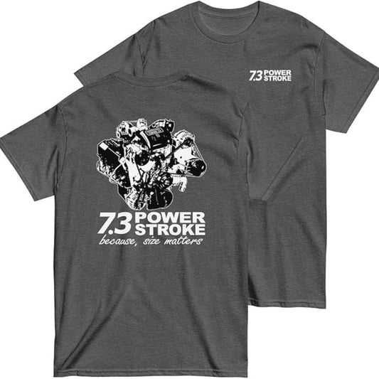 7.3 Power T-Shirt - 2-Sided Ford Truck Engine Graphic Tee, 90s Styled Menswear-Pasimax