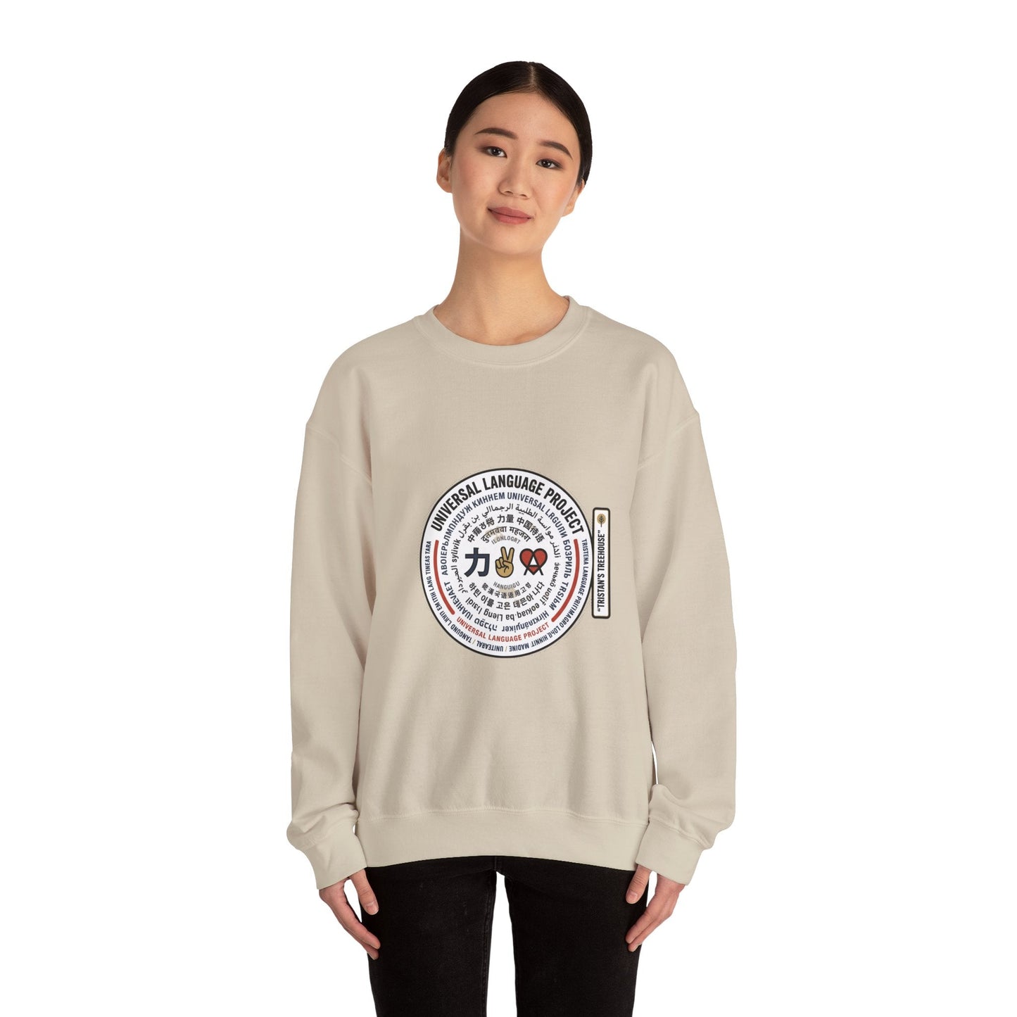 Universal Language Crewneck — "Love/Joy/Peace" Multi-Script Statement Sweatshirt