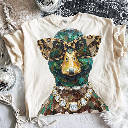 Comfort Colors® Glam Whitetail Animals Hunting Season T-Shirt – Preppy Leopard Print Deer, Duck, Bear & Elk Graphic Unisex Top