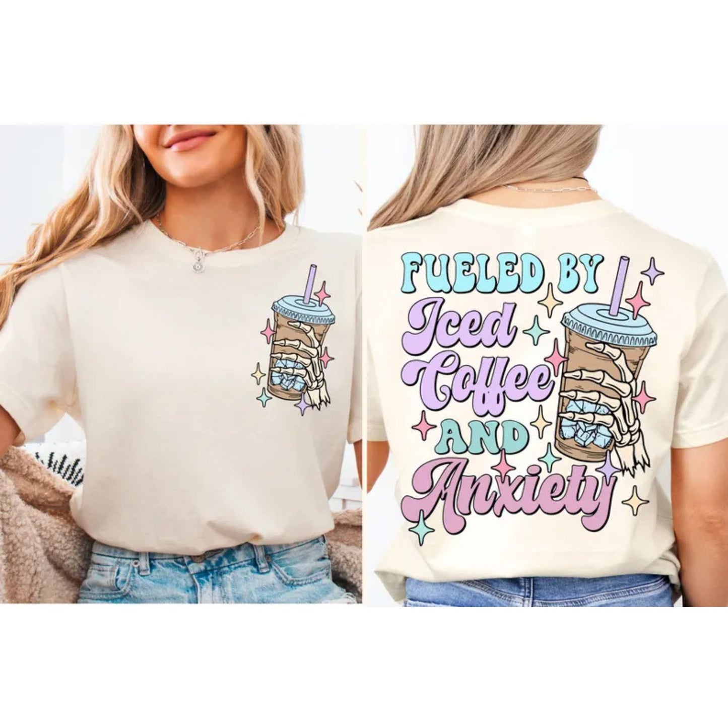 "Iced Coffee" Self-Care T-Shirt - Comfortable Tee for Mental Health, Everyday Graphic Apparel