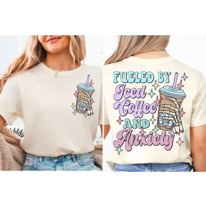 "Iced Coffee" Self-Care T-Shirt - Comfortable Tee for Mental Health, Everyday Graphic Apparel