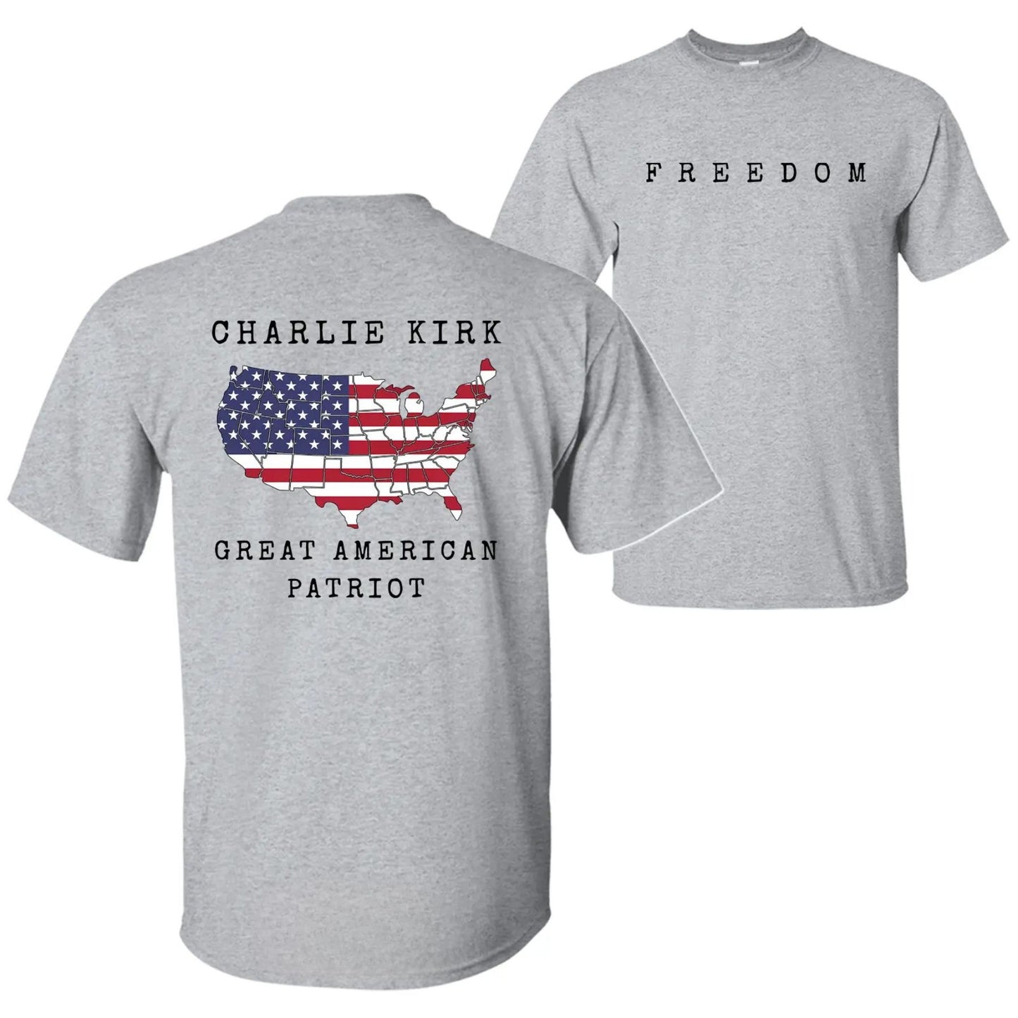 Charlie Kirk "Freedom & True Patriot" T-Shirt - American Statement Tee, Political Fan Apparel