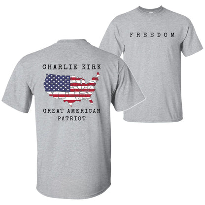 Charlie Kirk "Freedom & True Patriot" T-Shirt - American Statement Tee, Political Fan Apparel