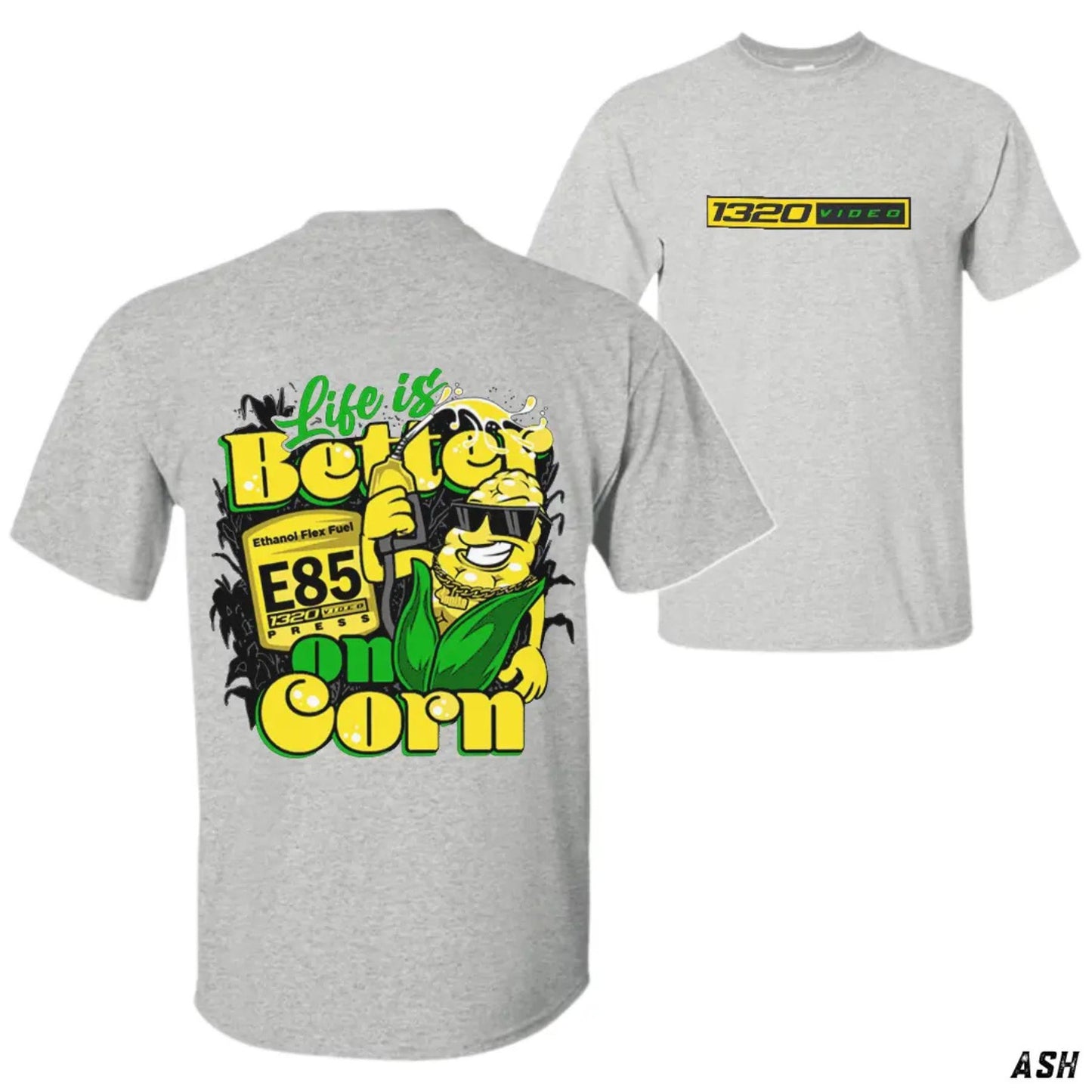 1320 Video "Corn Fuel" T-Shirt - Fun E85 Ethanol Graphic Tee, Street Racing Apparel