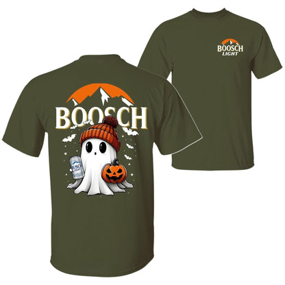 Boosch Light Halloween Tee - Spooky Ghost & Pumpkin 2-Sided Shirt, Funny Beer Parody