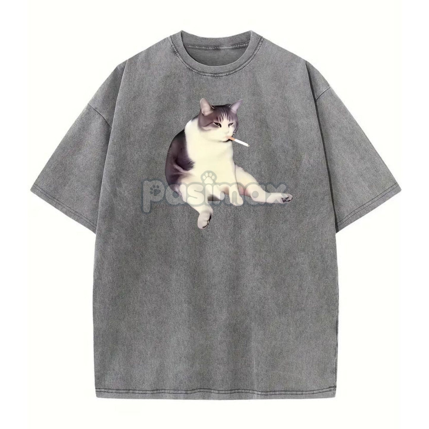 'Cat Smoke' Funny Animal Graphic Tee – Unisex Streetwear Cotton Comfort Shirt, Menswear Womenswear Cool Cat Tee