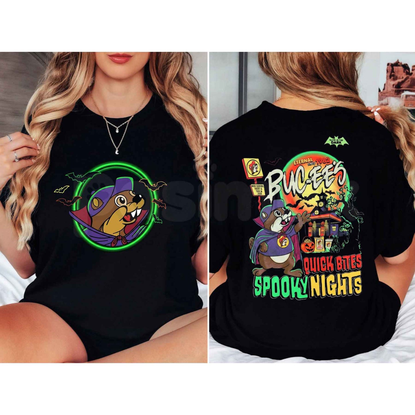 Buc-ee's Halloween 2026 Glow In The Dark T-Shirt – Quick Bites Spooky Nights Unisex Cotton Tee