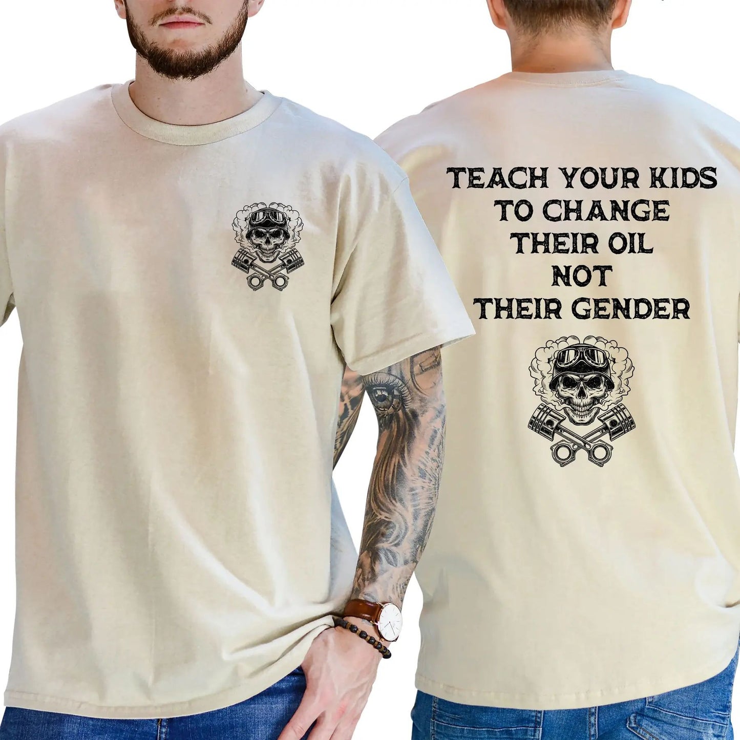 Teach Your Kids To Change Their Oil Not Their Gender T-Shirt – Bold Statement Graphic Tee, Unisex Cotton Casual Shirt
