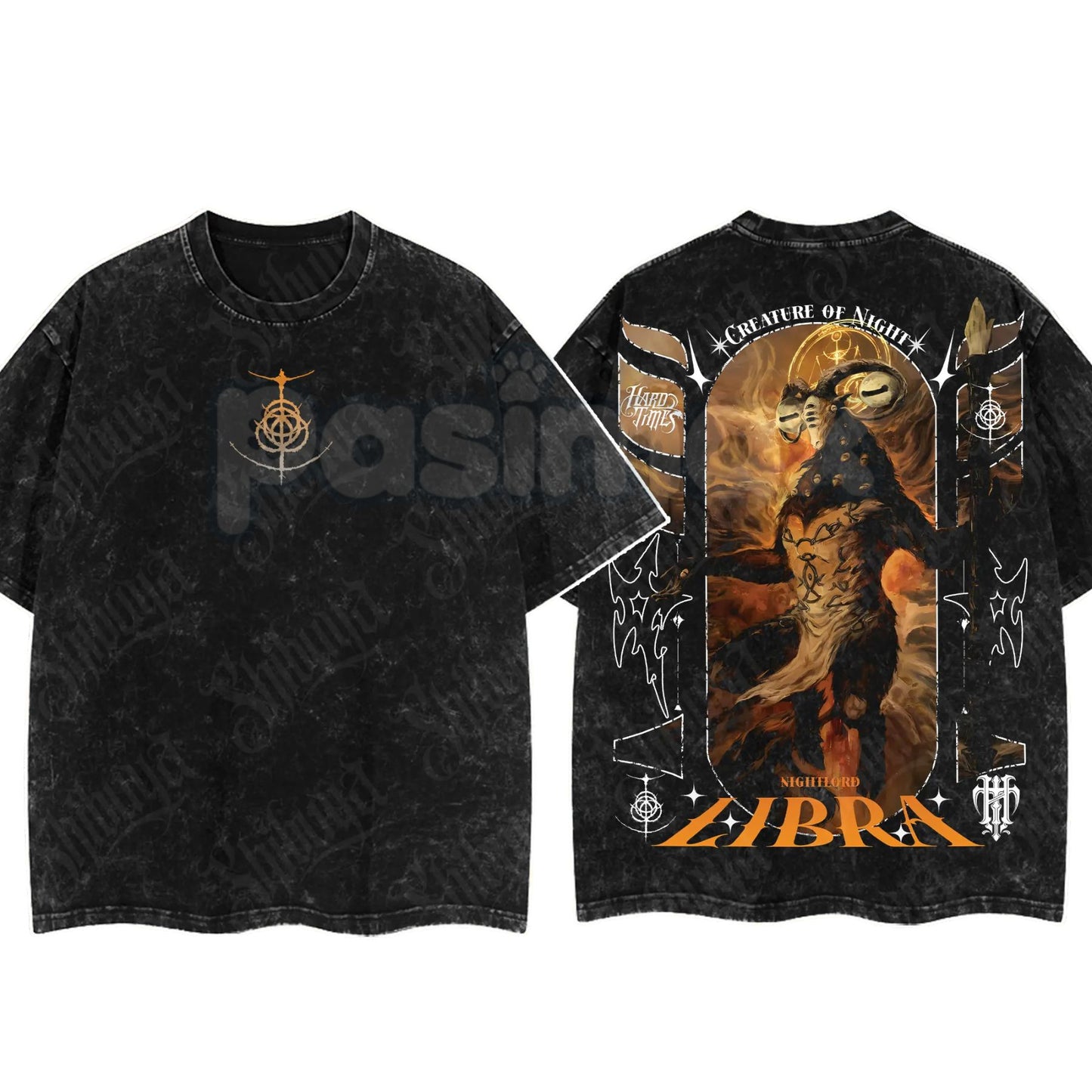 Elden Ring Limited Edition Double-Printed T-Shirt – Oversized Acid Washed Graphic Tee, Lightweight Cotton Anime Streetwear