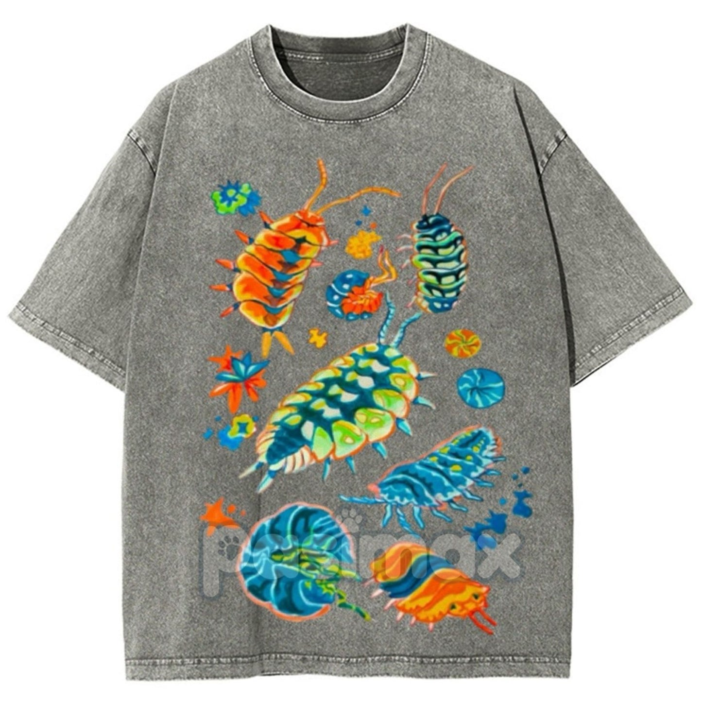 Colorful Insects Unisex Vintage Washed Shirt – Full-Color Graphic Tee, For Men & Women
