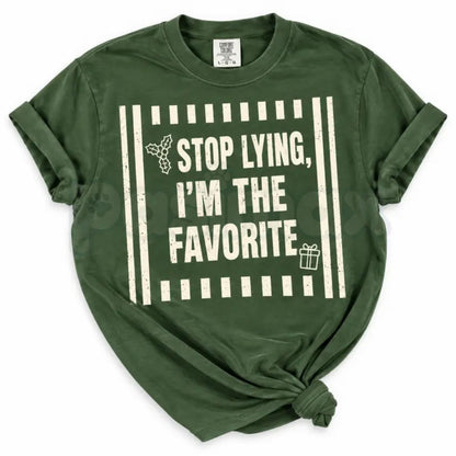 Comfort Colors® I'm The Favorite One Christmas T-Shirt – Custom Friends Matching Xmas Graphic Tee, Funny Holiday Squad Unisex Top & Gift