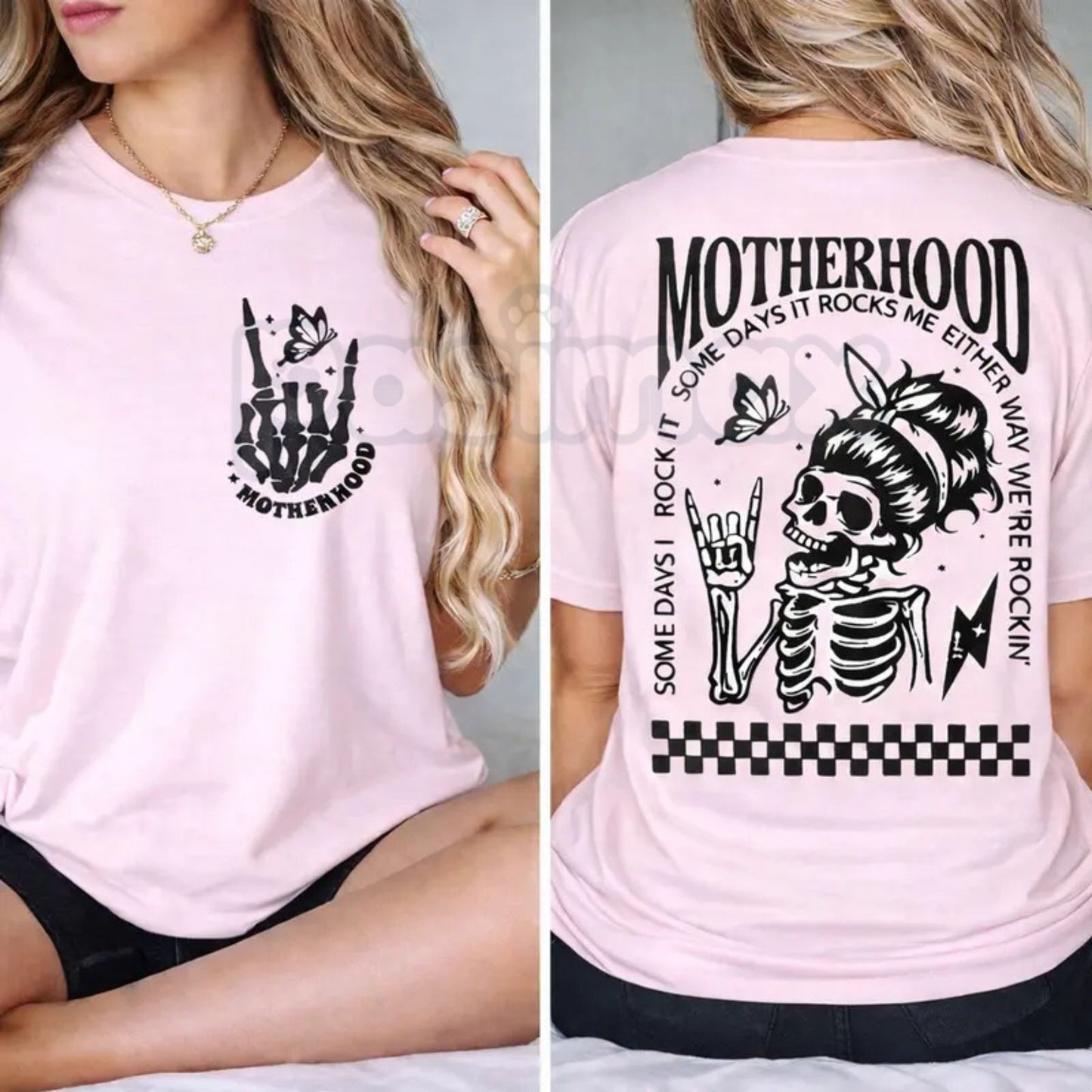 "Motherhood: Sometimes I Rock It, Sometimes It Rocks Me" T-Shirt – Funny Relatable Mom Graphic Tee, Premium 100% Cotton Motherhood Life Top, Soft Lived-In Heavyweight Sarcastic Mama Shirt, Made in USA
