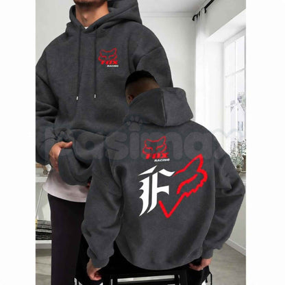 Motorcycle Fox Print Hoodie – Vintage Dirt Bike Racing Graphic Pullover, Off-Road Motocross Streetwear Sweatshirt, Unisex Heavy Blend