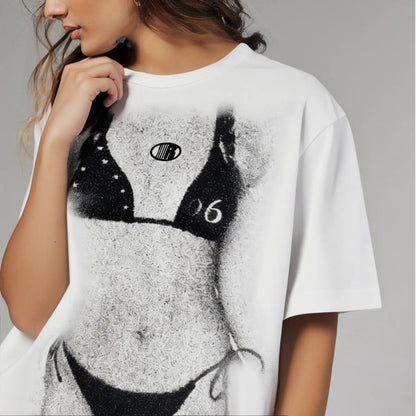 Beach Art T-Shirt - Vintage Summer Graphic Tee, Oversized Loose Fit Streetwear