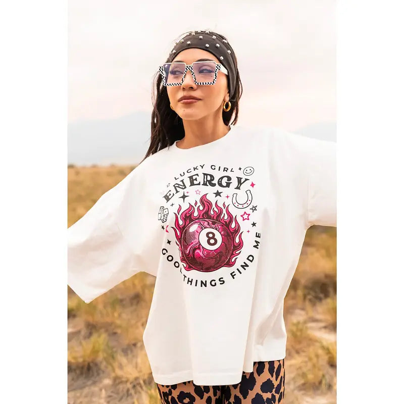 Lucky Girl Energy T-Shirt – Positive Manifestation Unisex Cotton Graphic Tee