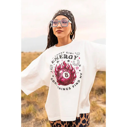 Lucky Girl Energy T-Shirt – Positive Manifestation Unisex Cotton Graphic Tee