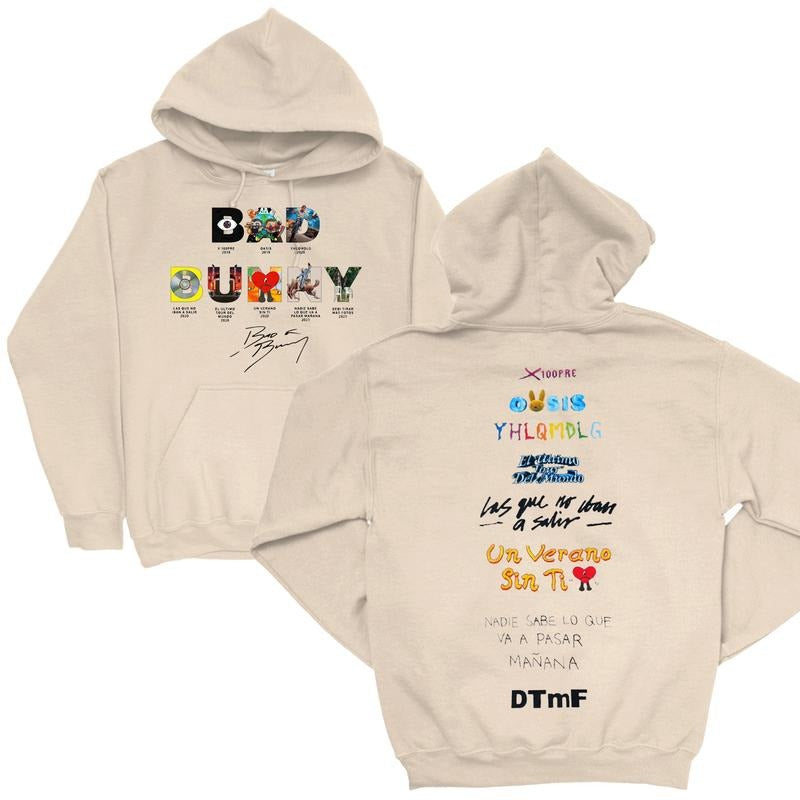 Bad Bunny Words Album 2-Sides Hoodie – Fan-Favorite Pullover, Unisex Hip-Hop Streetwear