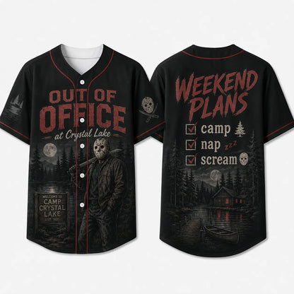 Unisex Horror Graphic Print Baseball Jersey – Slasher Theme Button-Up & Spooky Party Wear