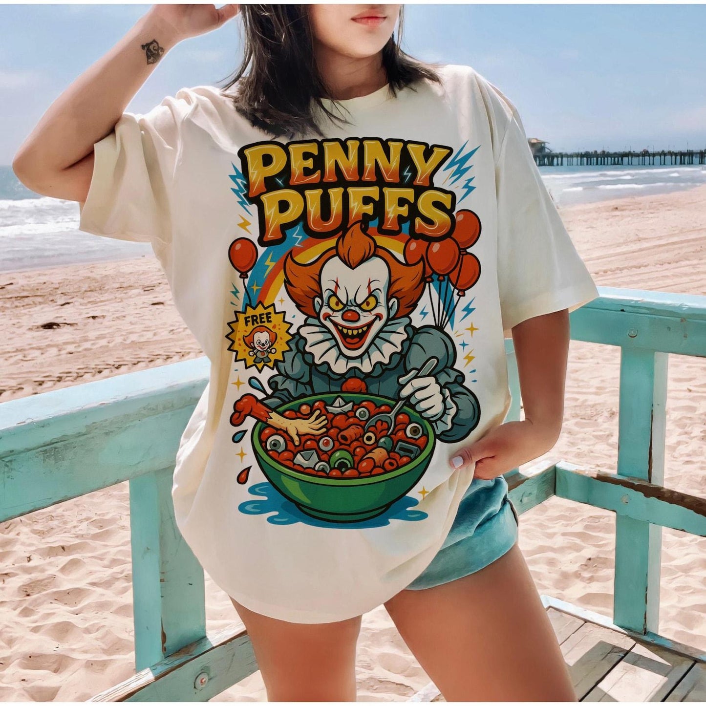 Spooky Horror Cereal Tee - Funny Halloween Killer Breakfast Shirt, Creepy Cereal Box Graphic